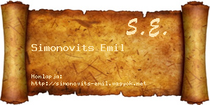 Simonovits Emil névjegykártya